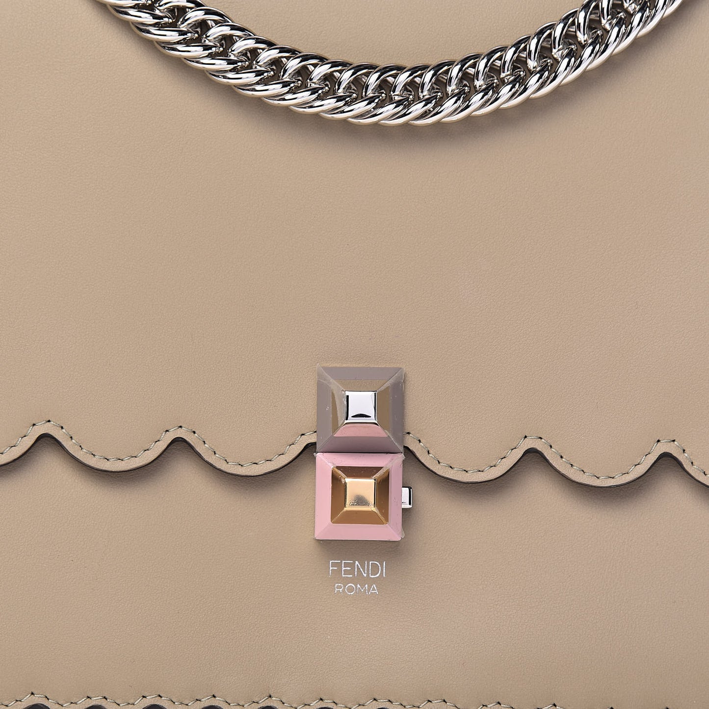 Vitello Baltico Scalloped Studded Kan I Shoulder Bag Amido