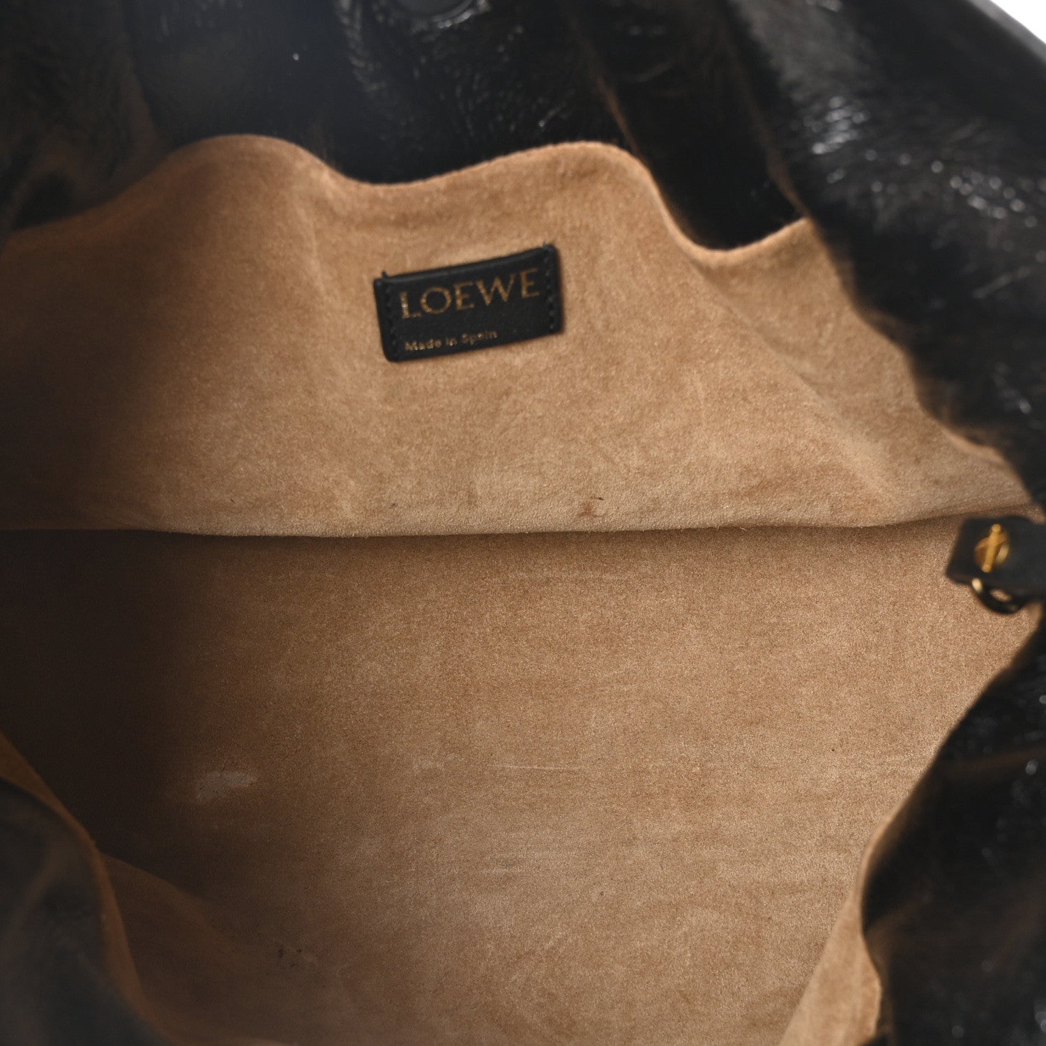 Loewe Crackle Patent Calfskin Medium Flamenco Knot Bag Black 5 of 9