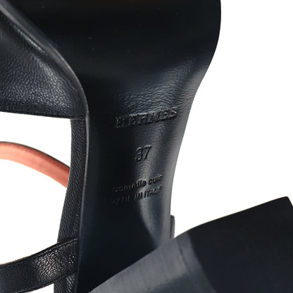 Hermes Goatskin Alesia Sandals 37 Black 7 of 10