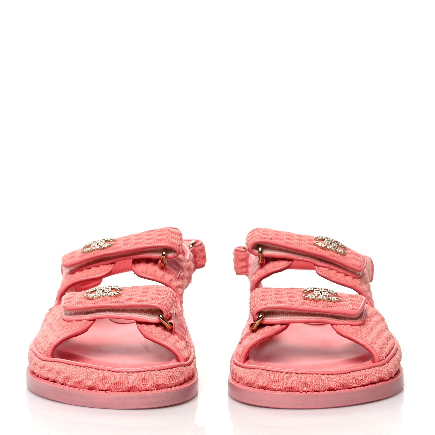 Knit Fabric Velcro Dad Sandals 38 Coral