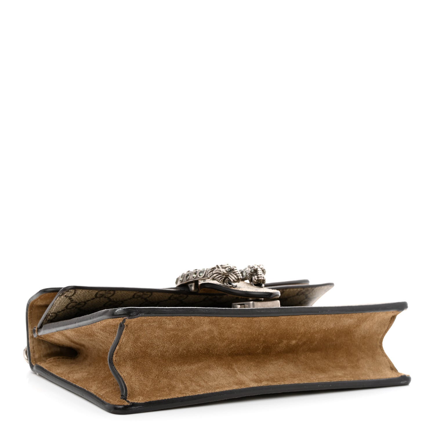 Gucci GG Supreme Monogram Suede Crystal Small Dionysus Shoulder Bag Beige Ebony Taupe 4 of 10
