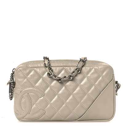 Chanel Metallic Aged Calfskin Quilted Cotton Club Pochette Argent Clair 1 of 14