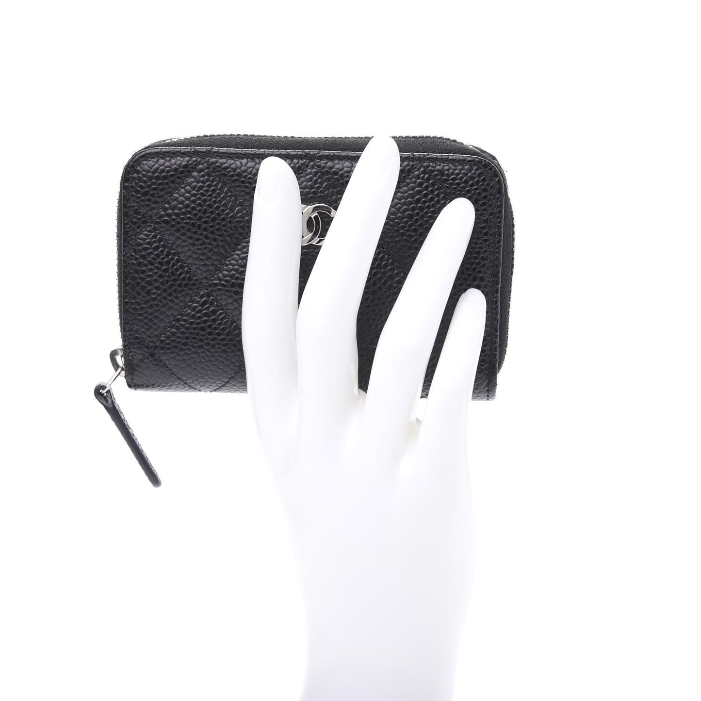 Caviar Quilted Zip Coin Purse Black