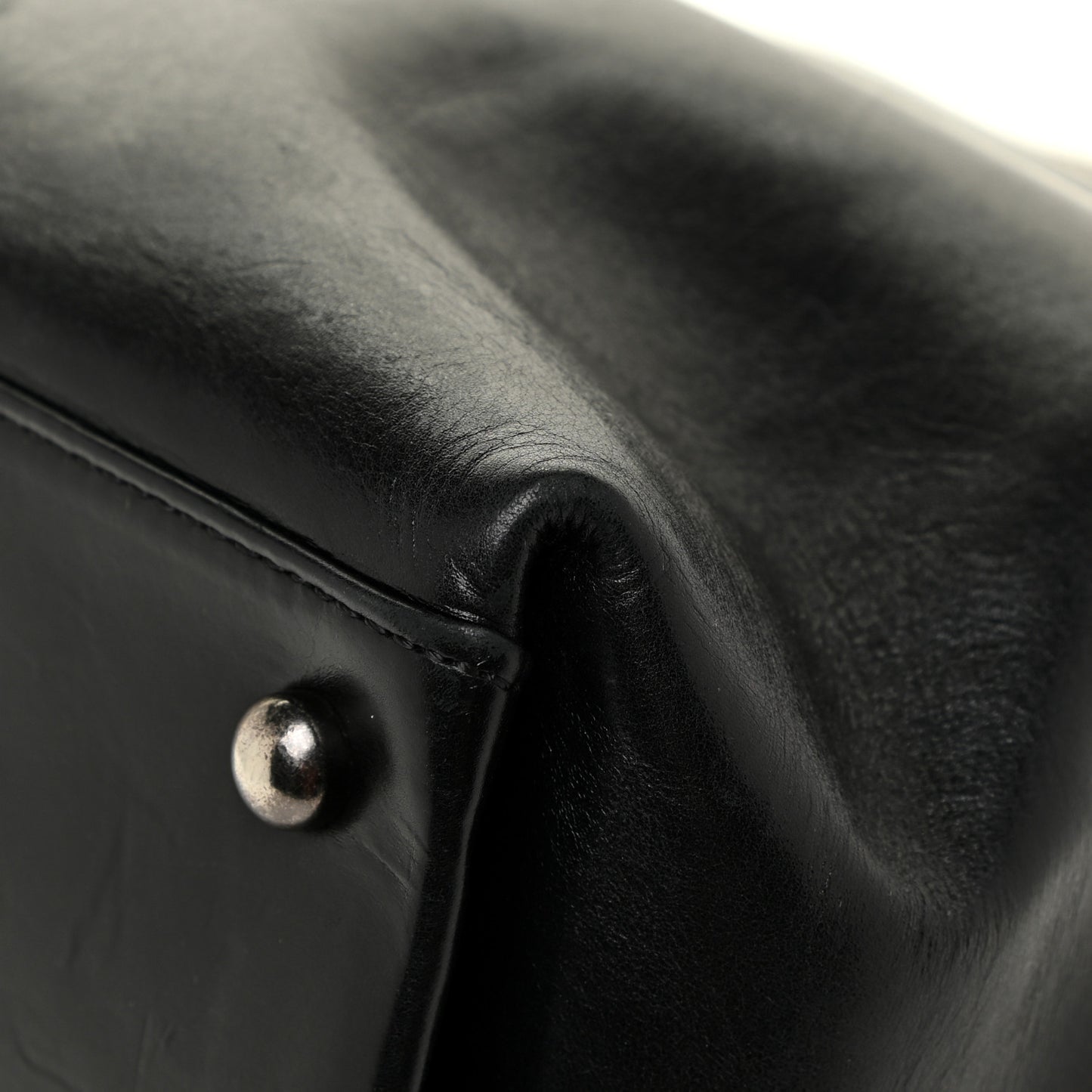Glazed Calfskin Boy Tote Black Beige