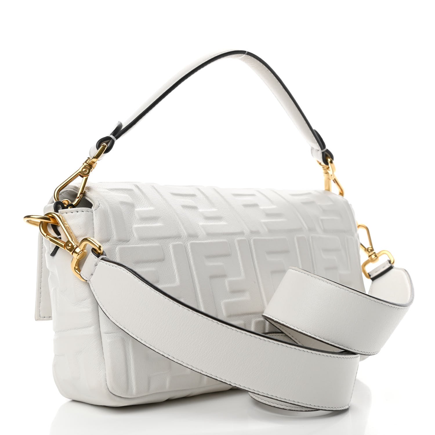 Fendi Nappa FF 1974 Embossed Baguette White 2 of 4