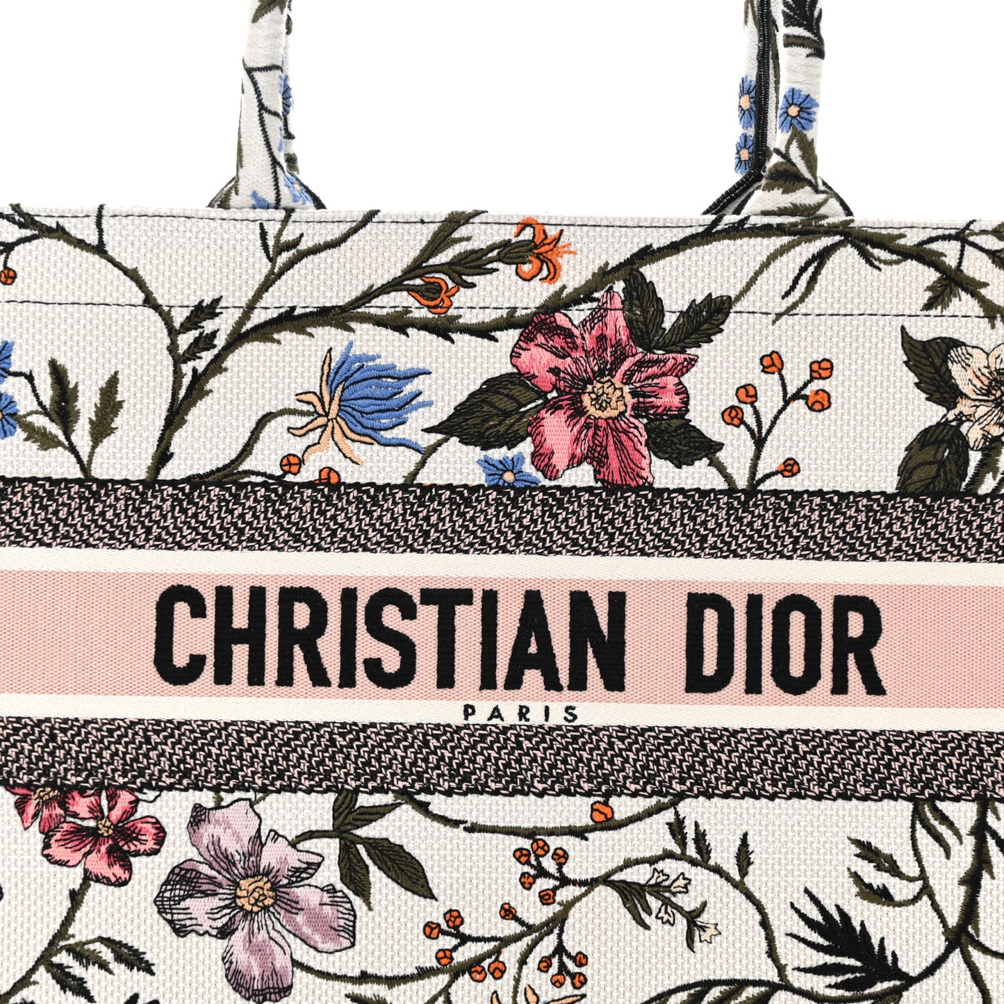 Canvas Embroidered Medium Rosa Mutabilis Book Tote Multicolor