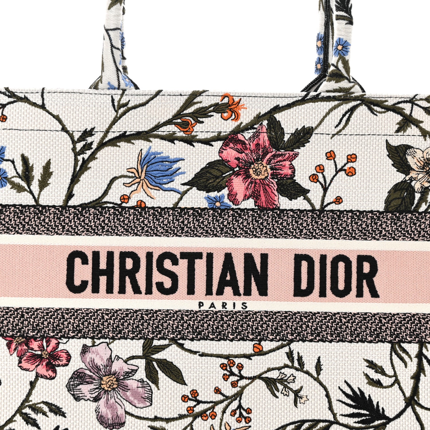Christian Dior Canvas Embroidered Medium Rosa Mutabilis Book Tote Multicolor 8 of 10