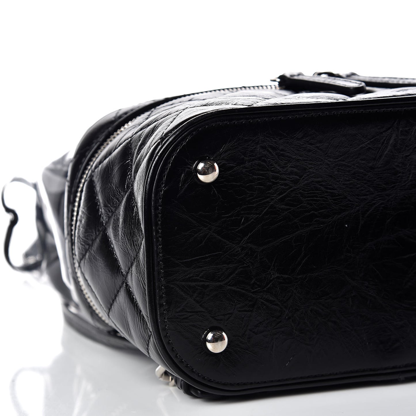 Crumpled Calfskin PVC Quilted Backpack Black