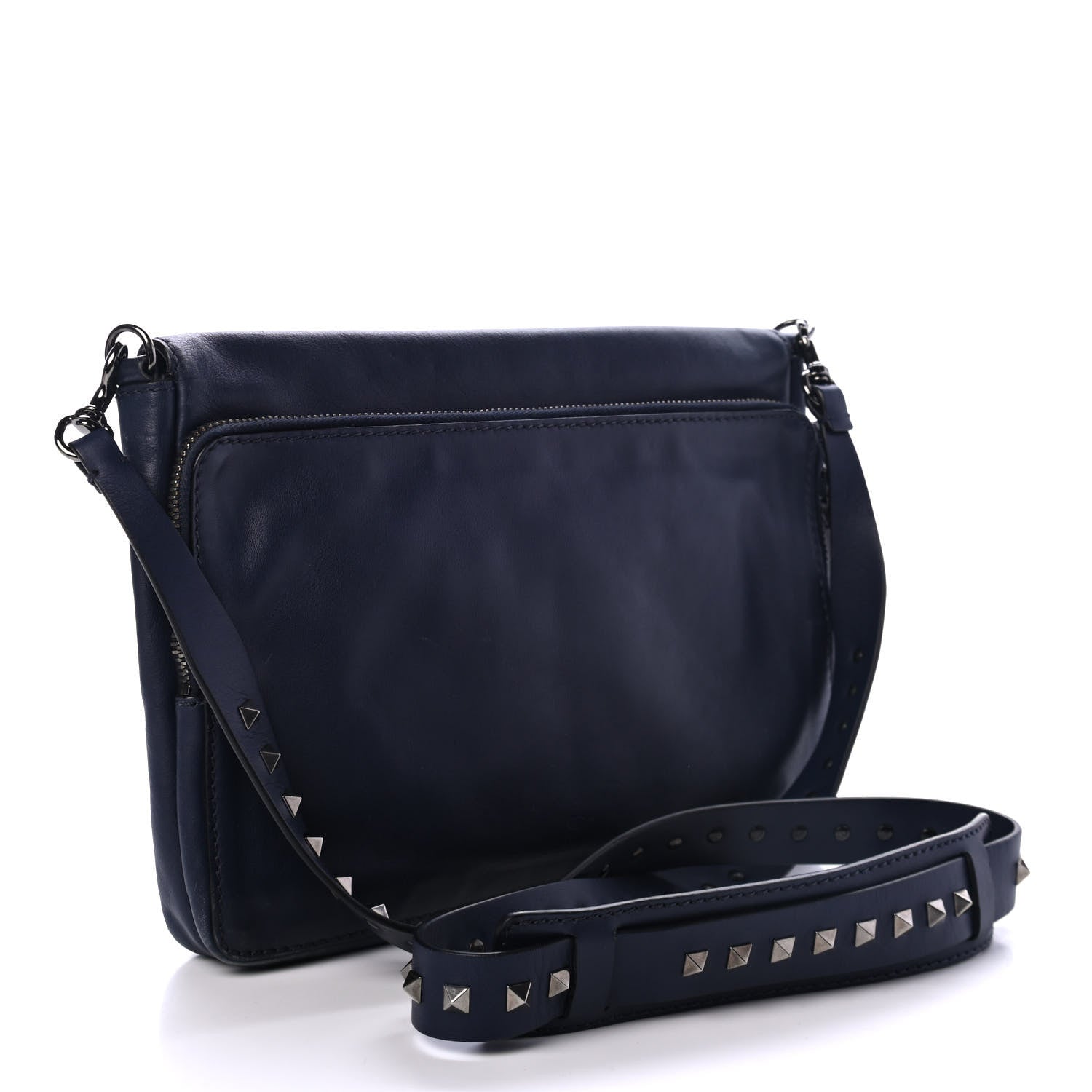 Valentino Garavani Vitello Rockstud Back Pocket Flap Crossbody Bag Dark Blue 2 of 4