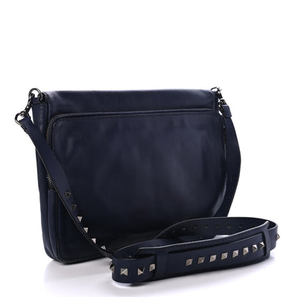 Valentino Garavani Vitello Rockstud Back Pocket Flap Crossbody Bag Dark Blue 2 of 4