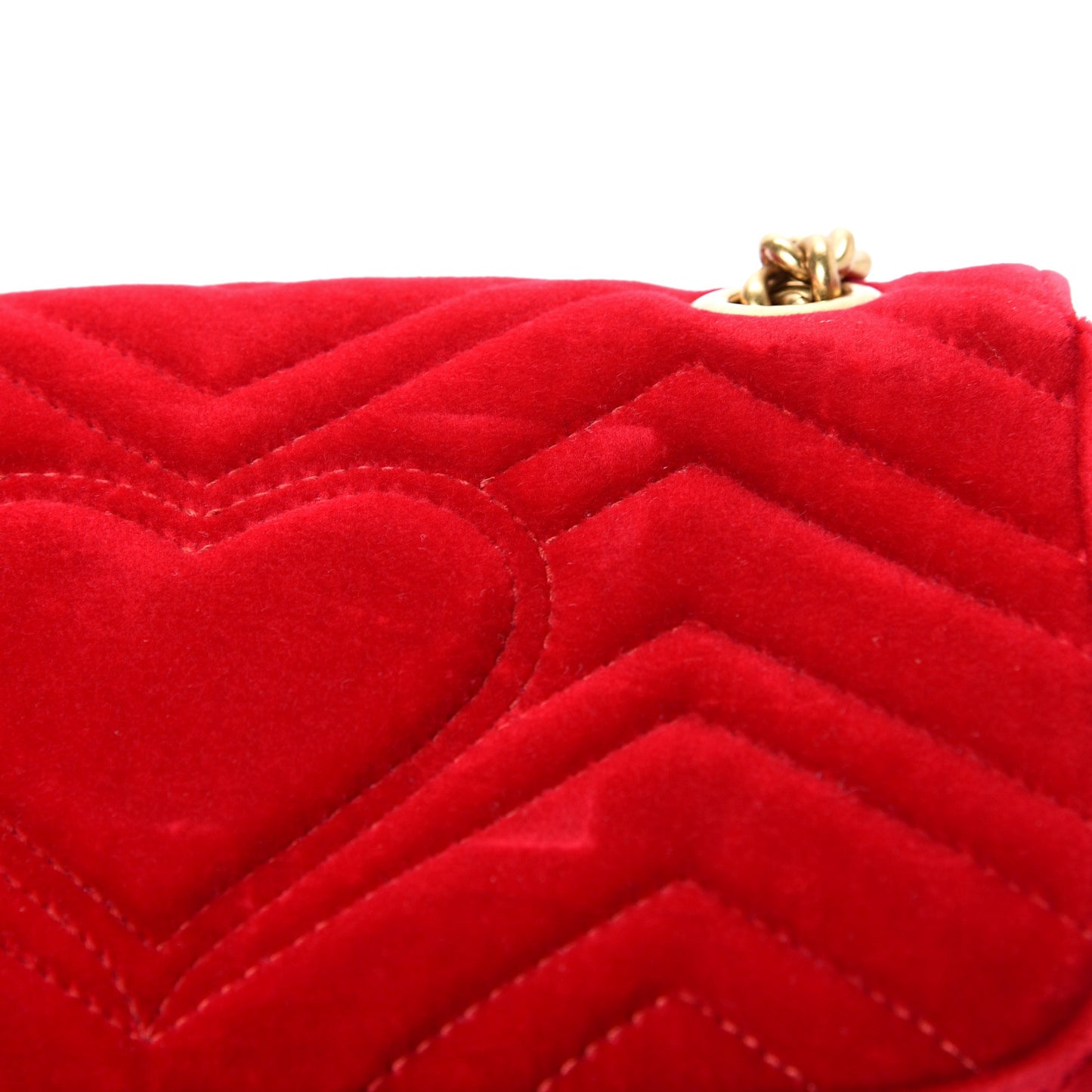 Velvet Matelasse Mini GG Marmont Shoulder Bag Hibiscus Red