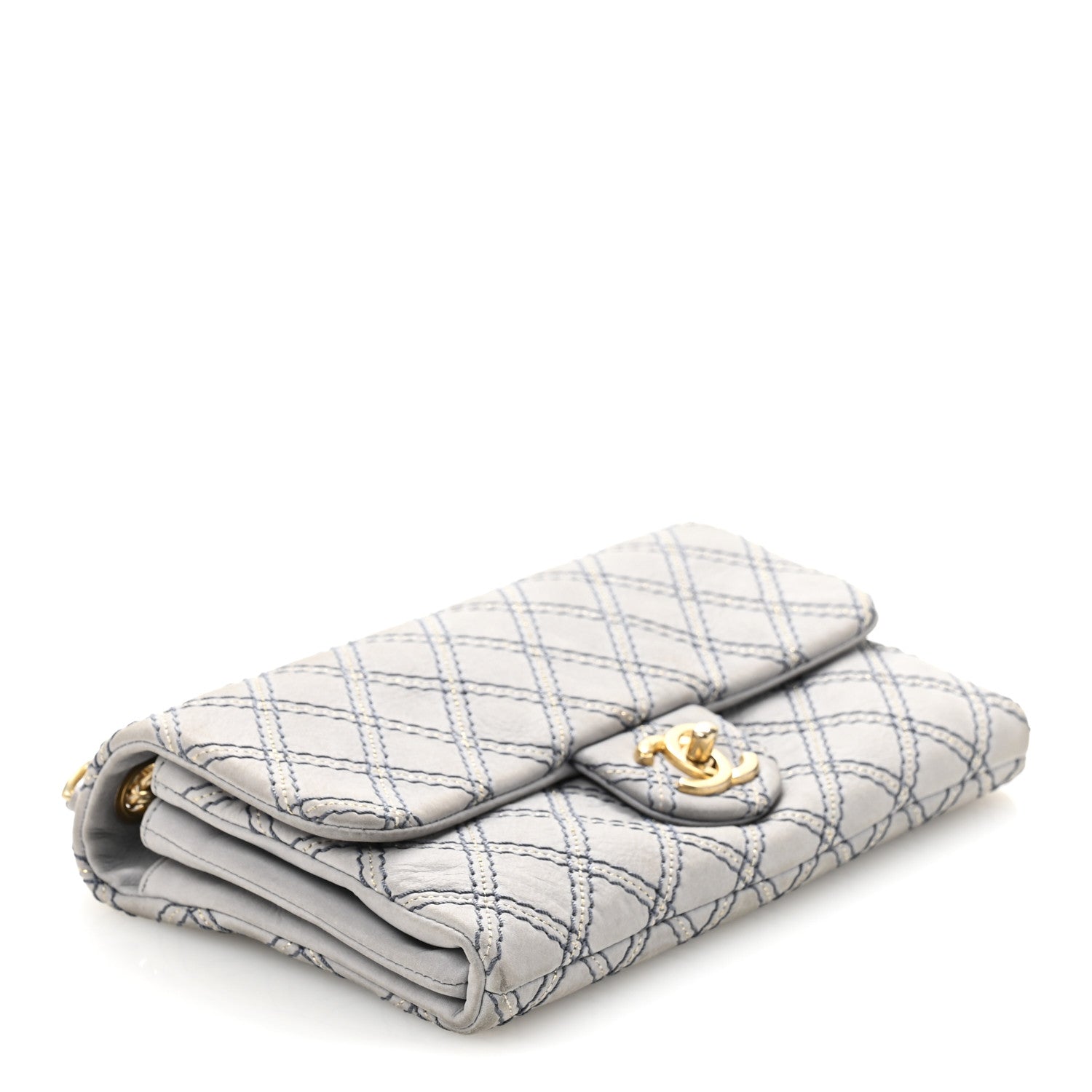 Chanel Iridescent Calfskin Triple Stitched Flap Grey 4 of 14