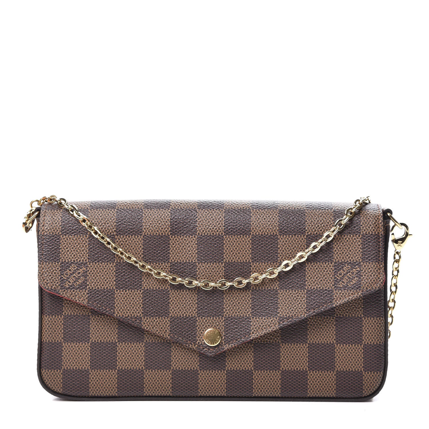 Louis Vuitton Damier Ebene Pochette Felicie Chain Wallet 1 of 12