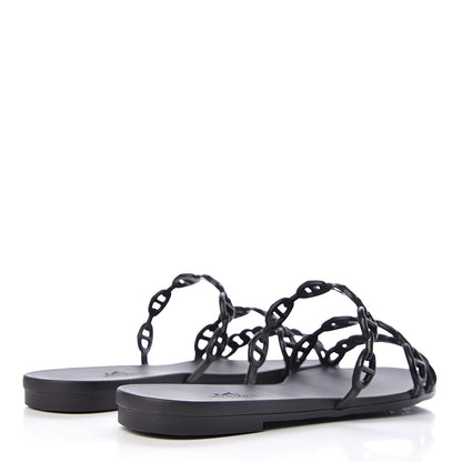 Hermes Rubber Chaine d'Ancre Rivage Sandals 36 Black 4 of 8