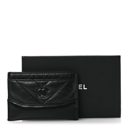 Chanel Aged Calfskin Chevron Quilted Gabrielle Card Holder So Black 9 of 9