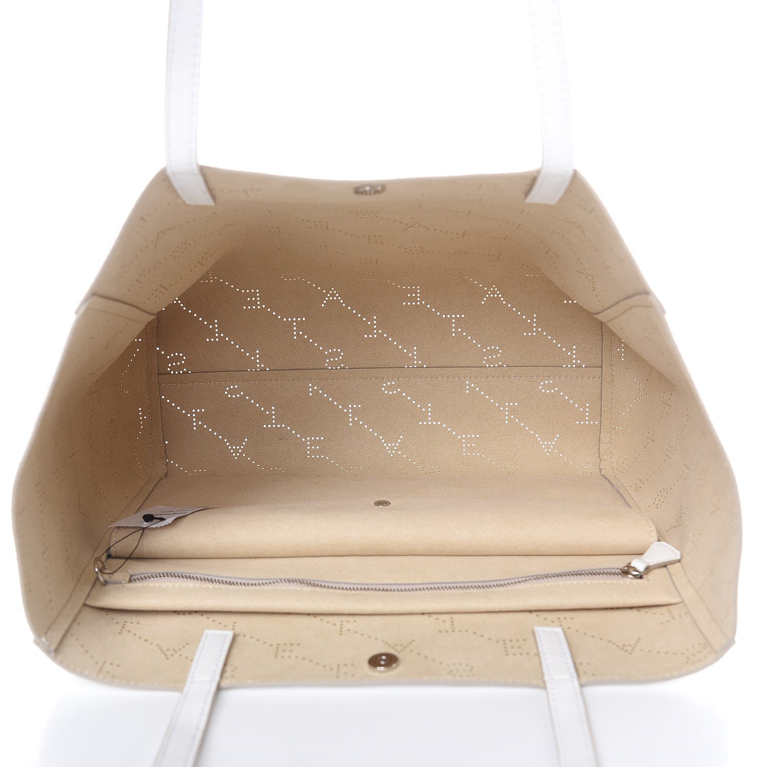 Stella McCartney Eco Alter Nappa Perforated Logo Tote Optical White 5 of 8