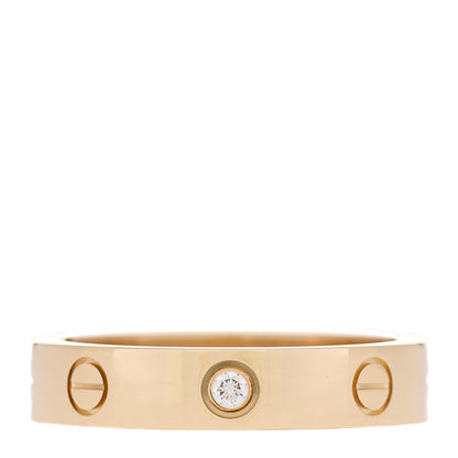 Cartier 18K Yellow Gold Diamond 4mm LOVE Wedding Band Ring 54 6.75 1 of 4