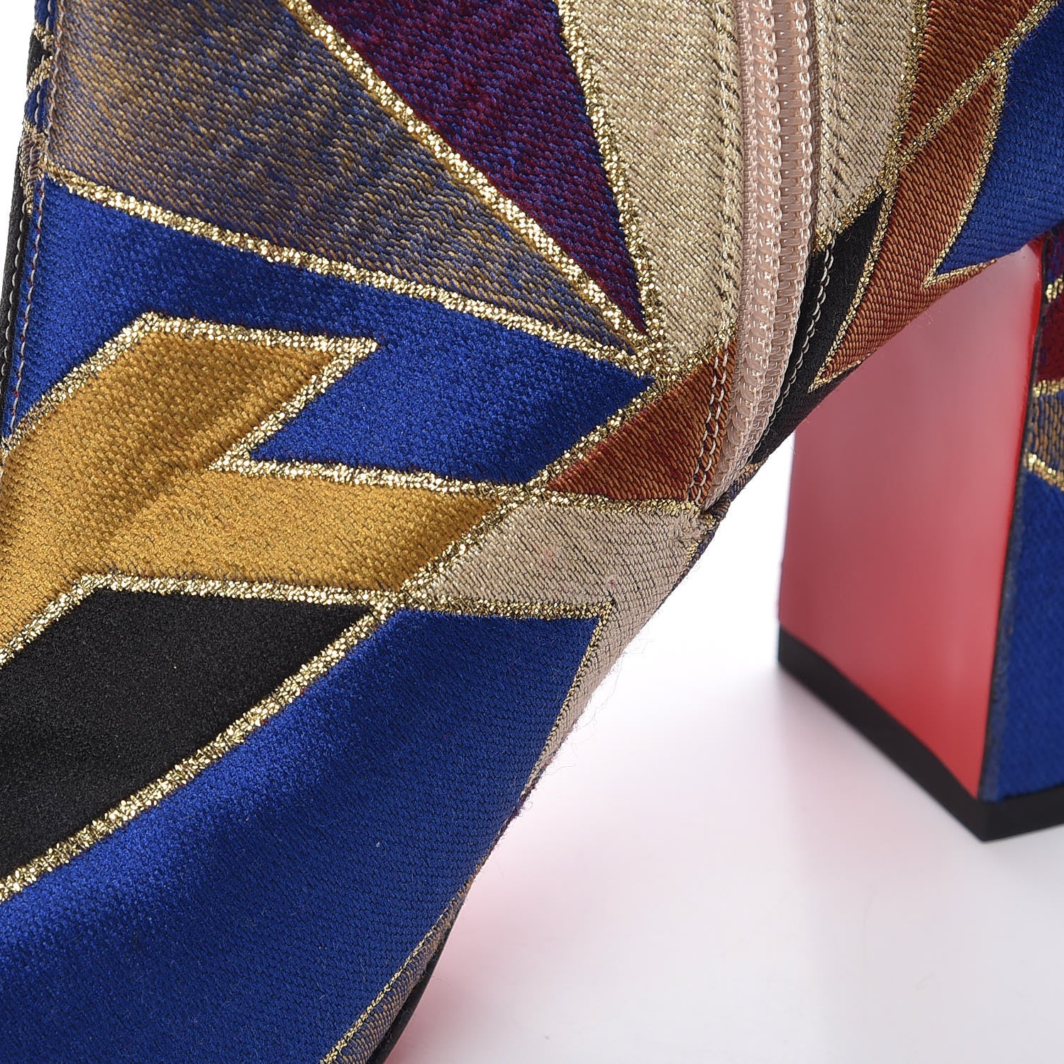 Christian Louboutin Nappa Silk Tissu Geometrique Hilconico 85 Booties 39.5 Multicolor 12 of 13