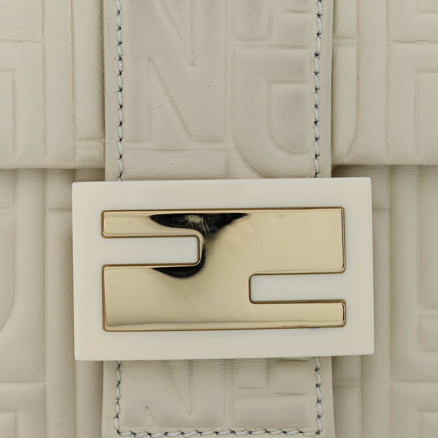 Nappa Logo Embossed Baguette White