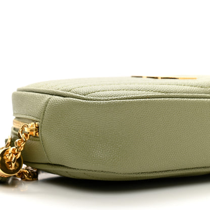 Saint Laurent Grain De Poudre Matelasse Monogram Mini Lou Camera Bag Light Sage 8 of 10