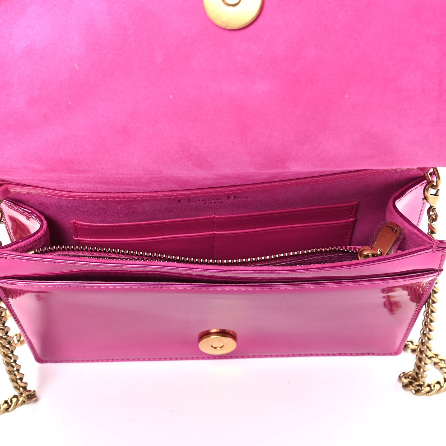 Patent Studded Diorama Wallet on Chain Pouch Pink