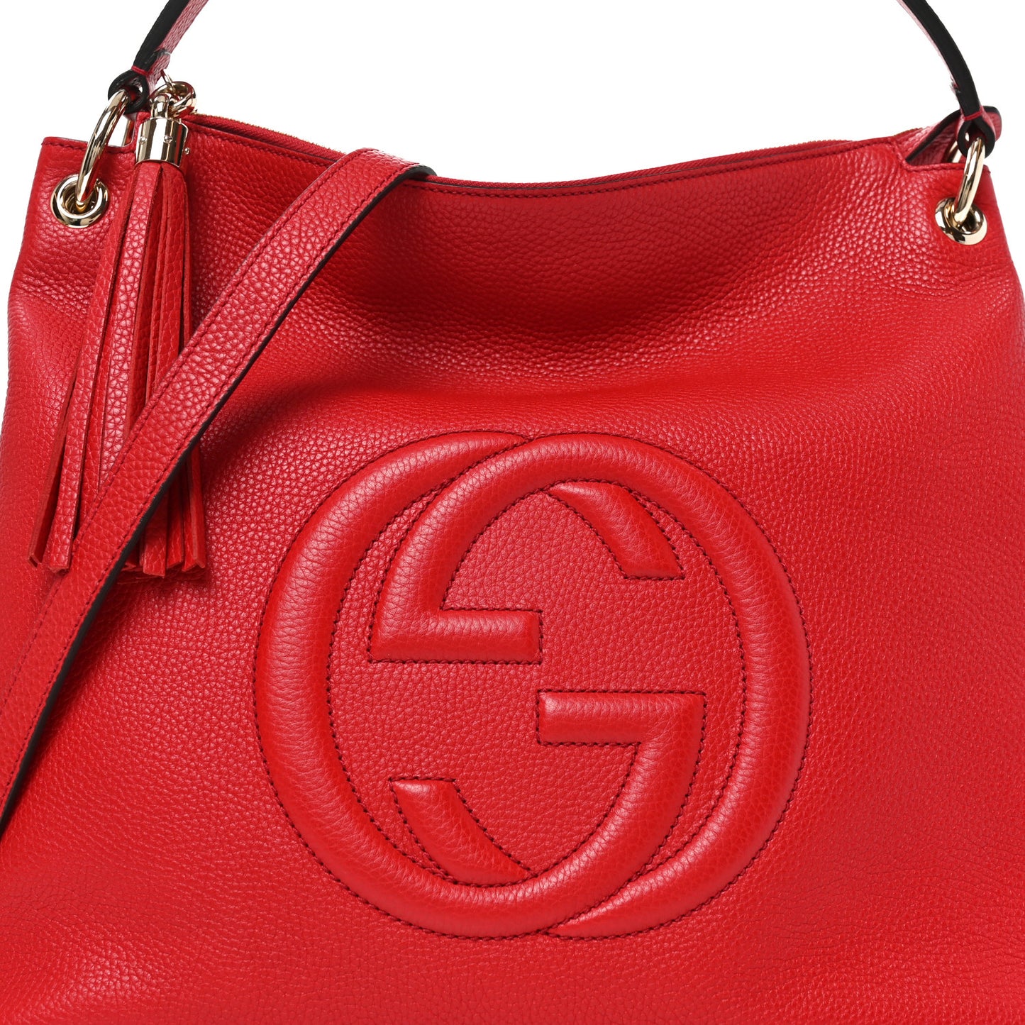 Pebbled Calfskin Large Soho Hobo Tabasco Red