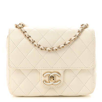 Chanel Lambskin Resin Quilted Mini Heart Square Flap White 1 of 11