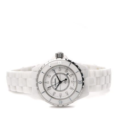 Chanel Stainless Steel Ceramic Diamond 33mm J12 Quartz Watch White 2 of 5