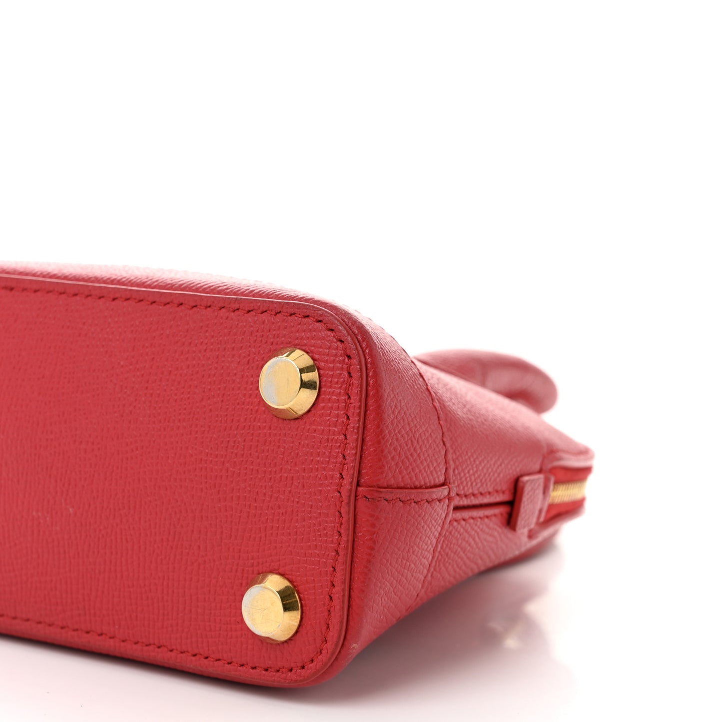 Signature Grained Calfskin Logo XXS Ville Top Handle Bag Rouge Lantern Black