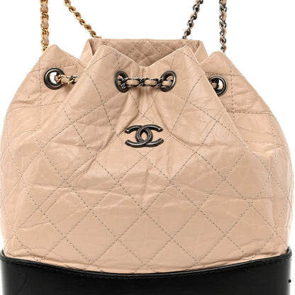 Chanel Aged Calfskin Quilted Small Gabrielle Backpack Beige Black 8 of 12