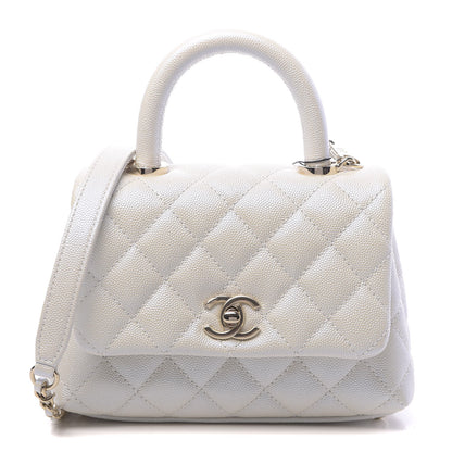 Chanel Iridescent Caviar Quilted Extra Mini Coco Handle Flap White 1 of 11