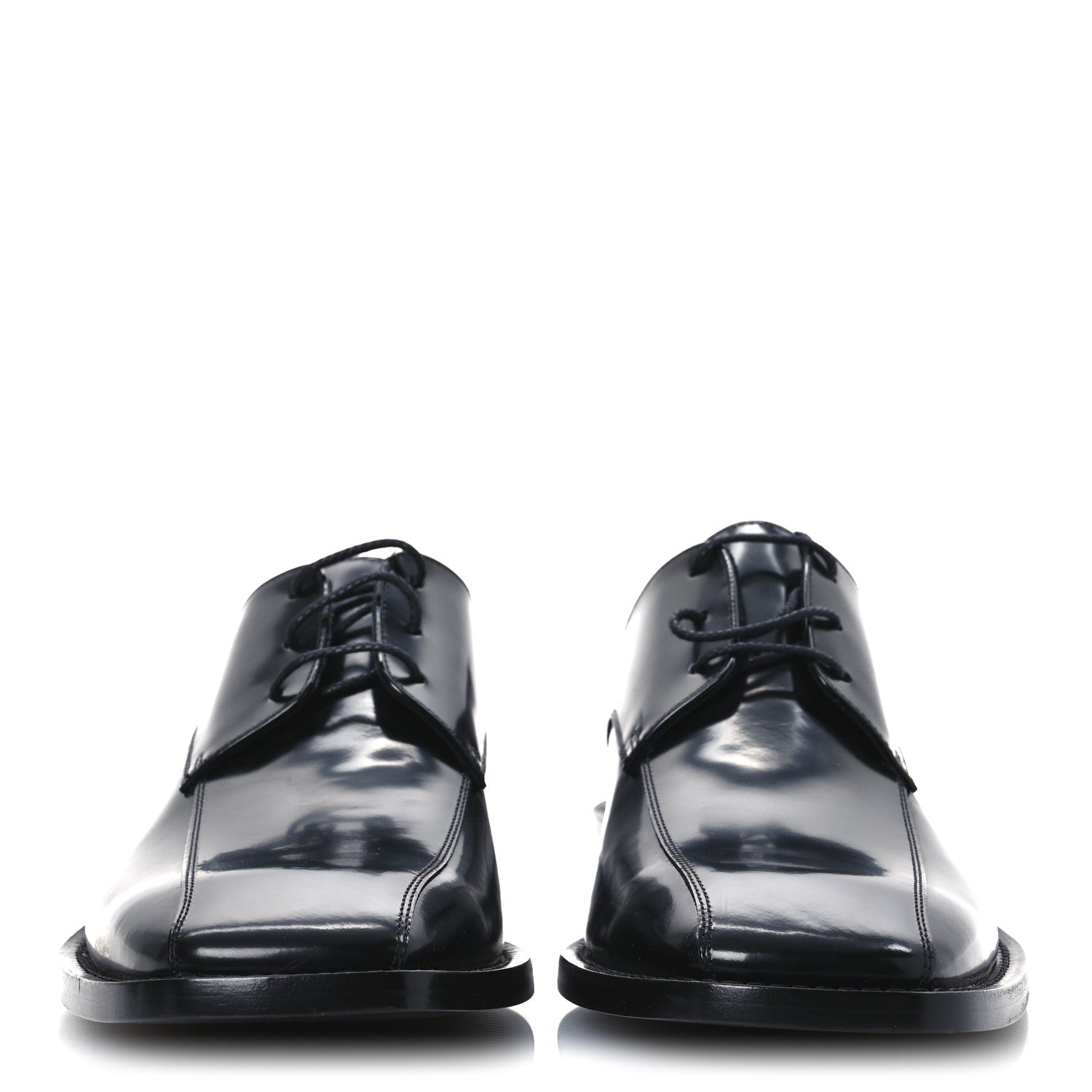 Balenciaga Calfskin Mens Square Toe Derby Shoes 40 Black 1708901