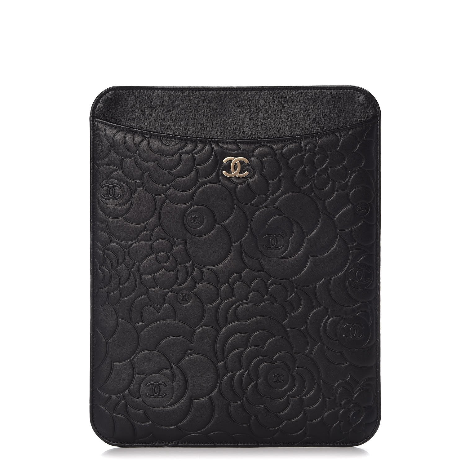 Chanel Lambskin Camellia Embossed iPad Case Black 1 of 8