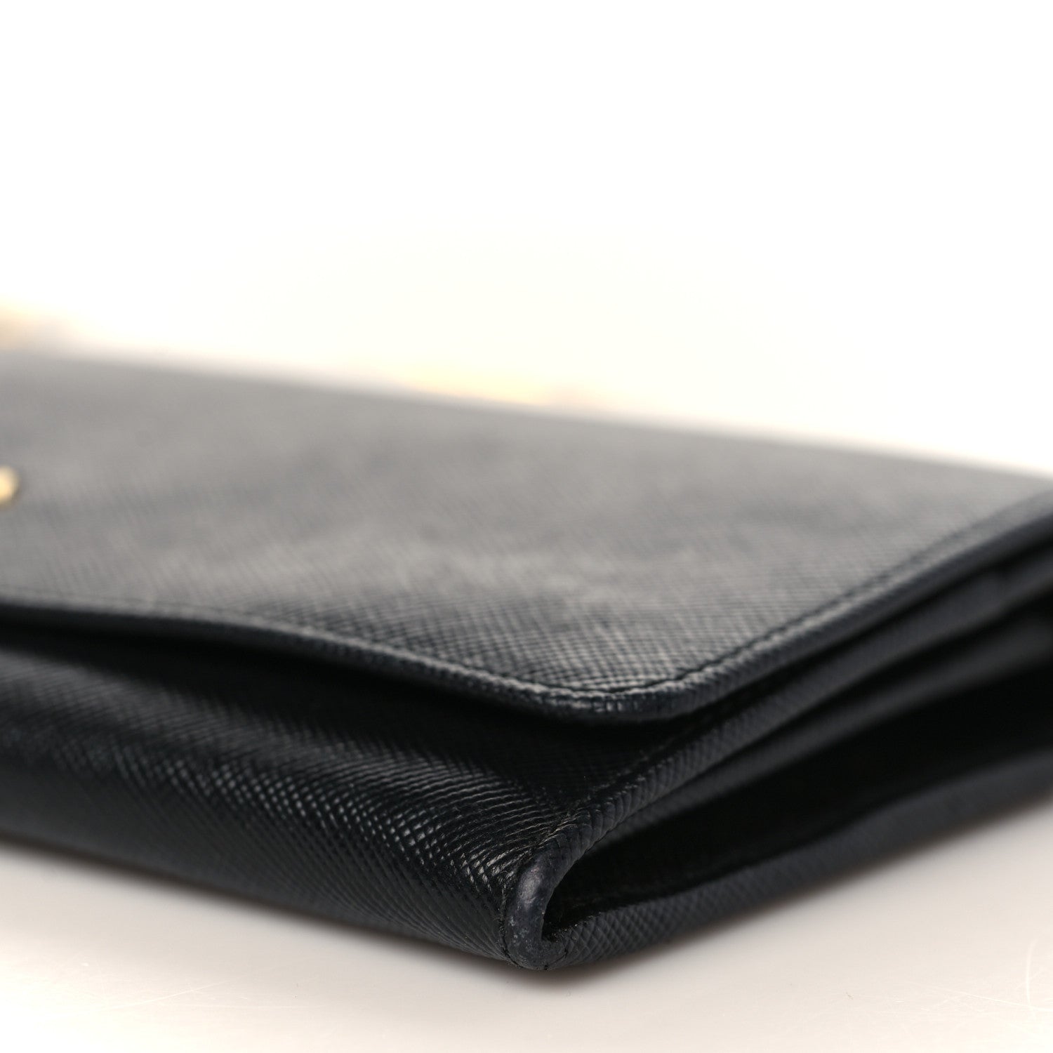 Prada Saffiano Metal Oro Chain Wallet Black 9 of 10