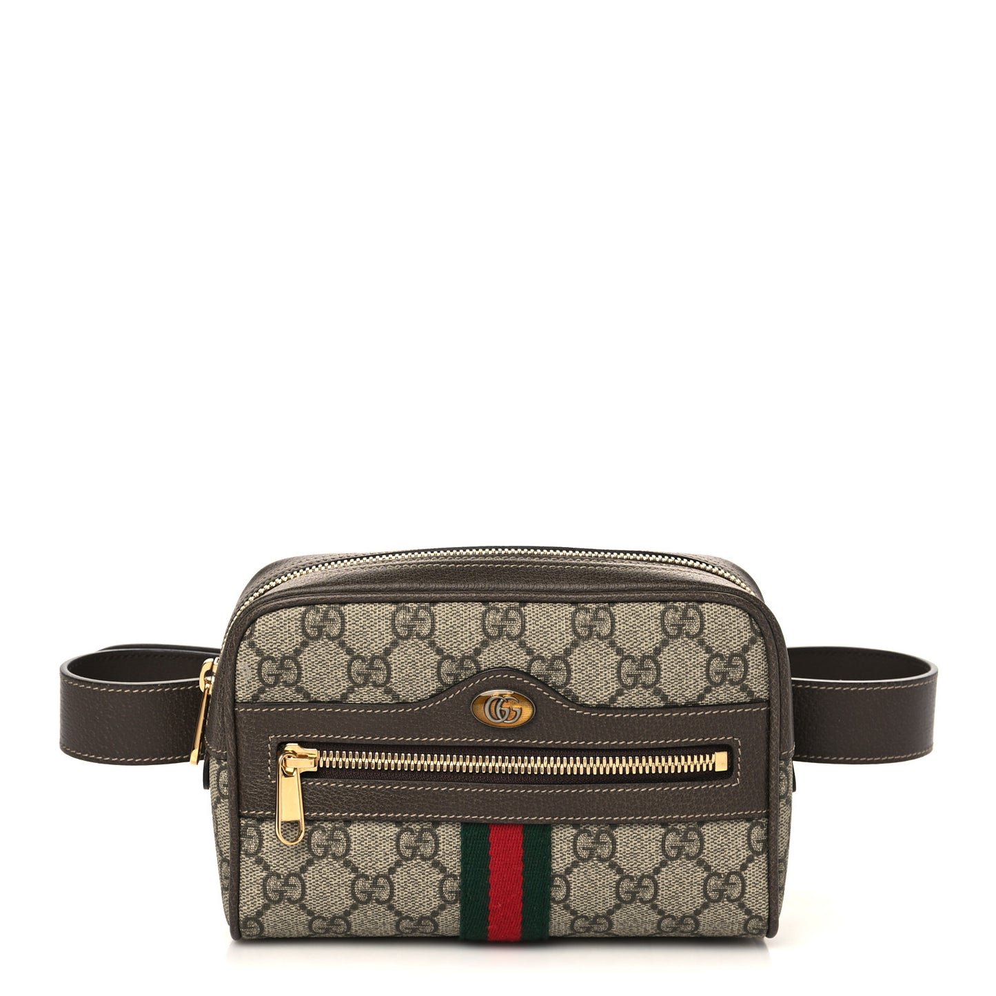 GG Supreme Monogram Web Small Ophidia Belt Bag 75 30 Dark Brown