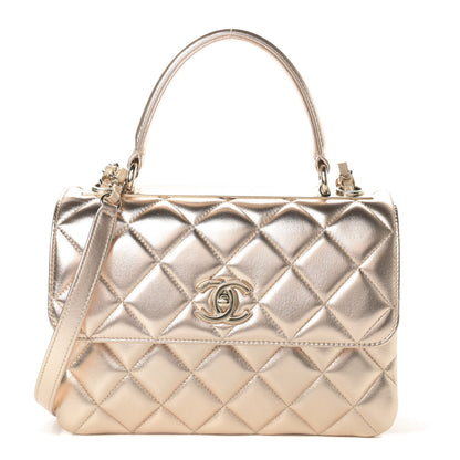 Chanel Metallic Lambskin Quilted Small Trendy CC Flap Dual Handle Bag Gold 1 of 11