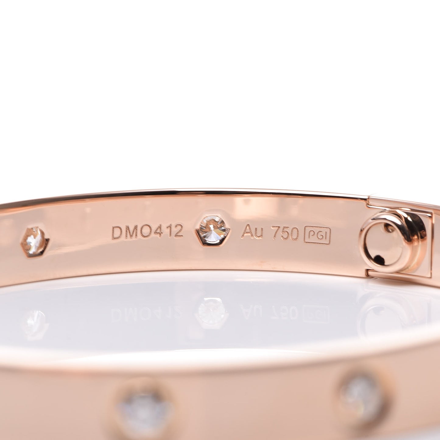 18K Pink Gold 10 Diamond LOVE Bracelet 17