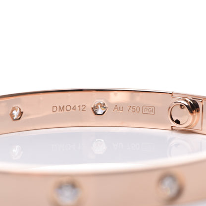 Cartier 18K Pink Gold 10 Diamond LOVE Bracelet 17 6 of 8