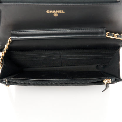 Chanel Lambskin Quilted Boy Wallet On Chain WOC Black 5 of 11
