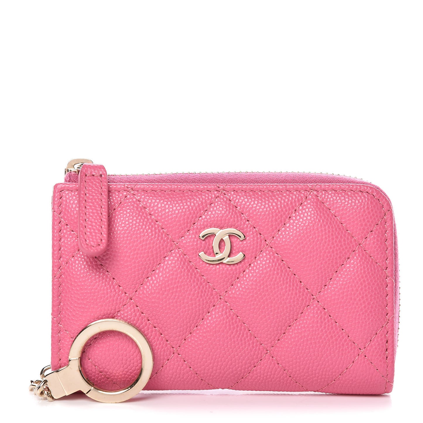 Caviar Quilted Key Holder Case Pink
