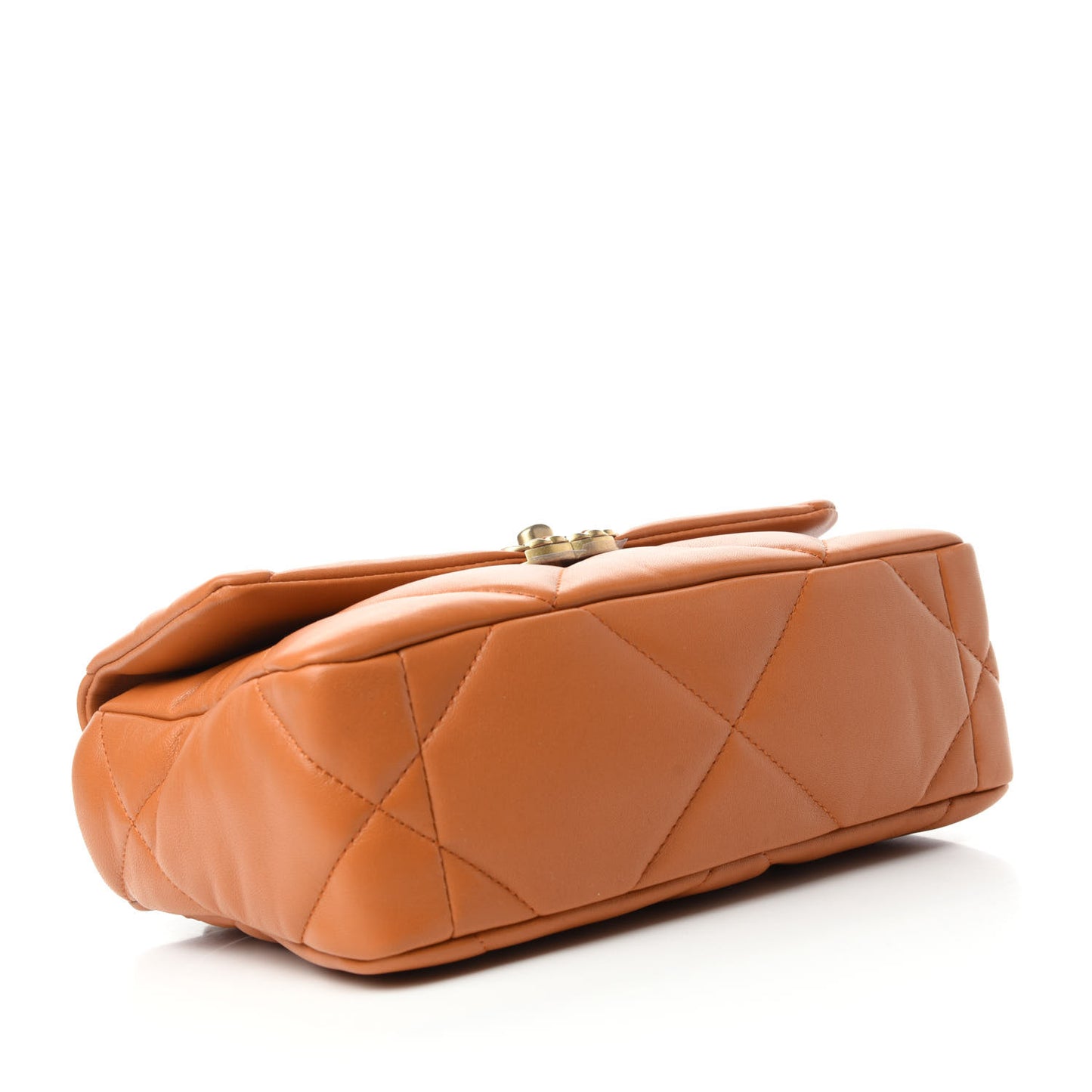 Lambskin Quilted Medium Chanel 19 Flap Light Brown