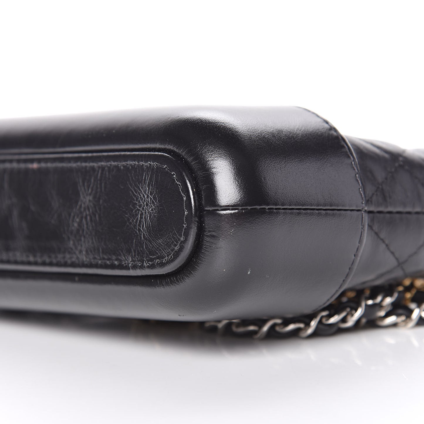 Aged Calfskin Quilted Small Gabrielle Clutch With Chain Black