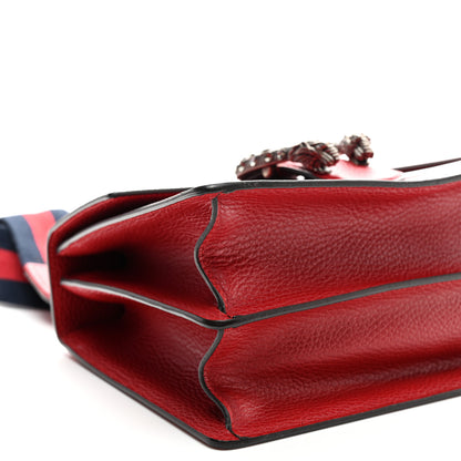 Gucci Dollar Calfskin Crystal Web Medium Dionysus Bamboo Top Handle Bag Hibiscus Red Black Diamond 8 of 9
