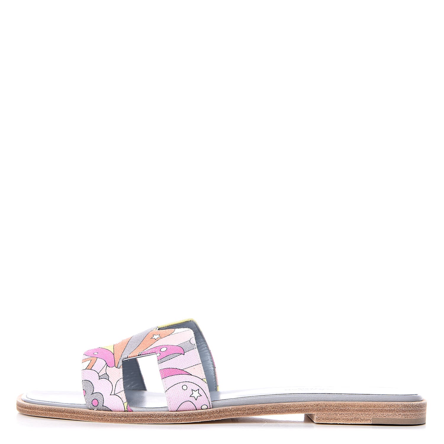 Hermes Canvas Faubourg Rainbow Oran Sandals 37.5 Multicolore Bleu Beton 1 of 8