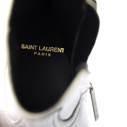 Saint Laurent Metallic Calfskin Lukas Ankle Boots 37 Silver 8 of 10
