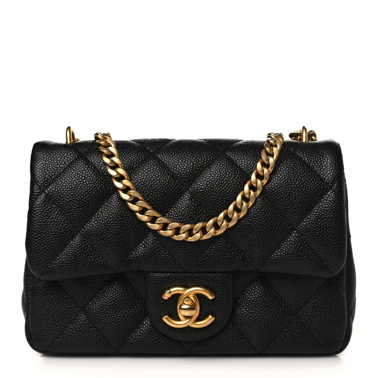 Caviar Quilted Mini Sweetheart Rectangular Flap Black