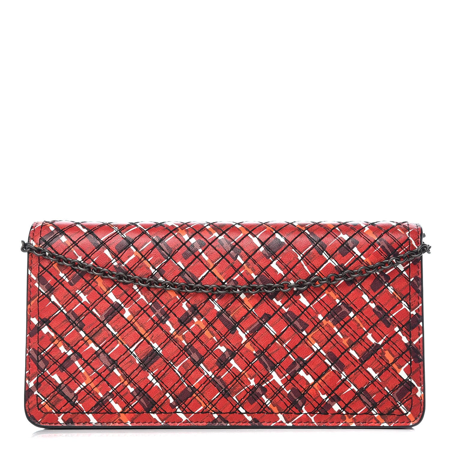 Bottega Veneta Embroidered Nappa Continental Wallet on Chain China Red 1 of 9