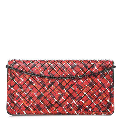 Bottega Veneta Embroidered Nappa Continental Wallet on Chain China Red 1 of 9