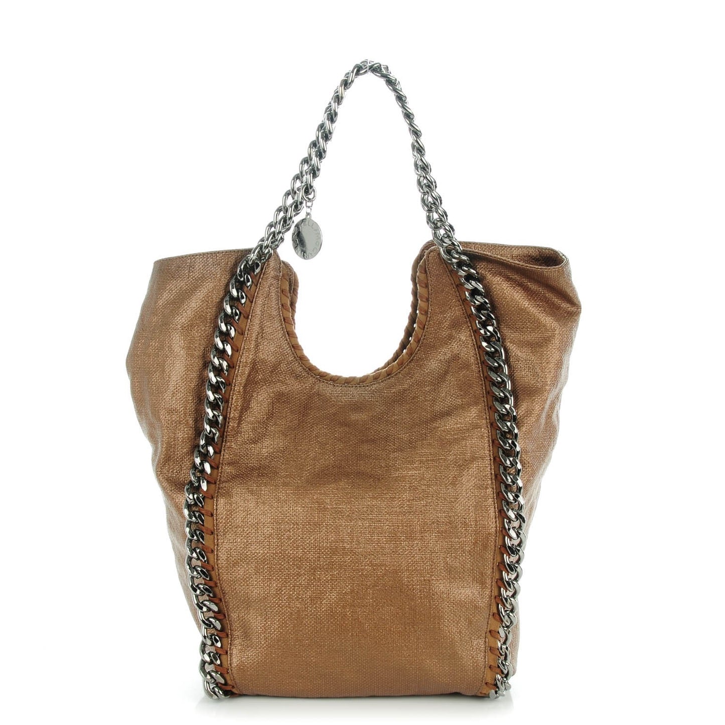 Metallic Linen Falabella Tote Copper Rose