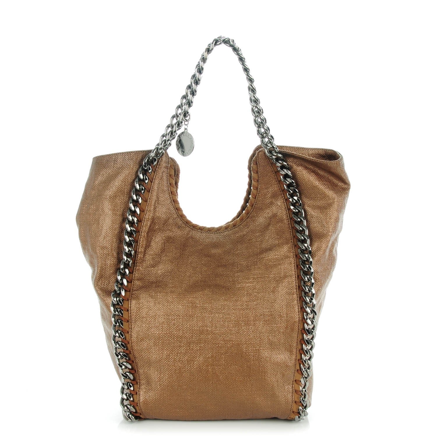 Stella McCartney Metallic Linen Falabella Tote Copper Rose 1 of 6